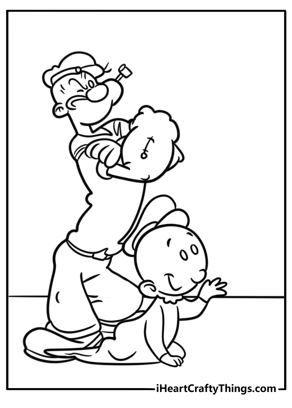 Swee'Pea crawling near Popeye free coloring page pdf
