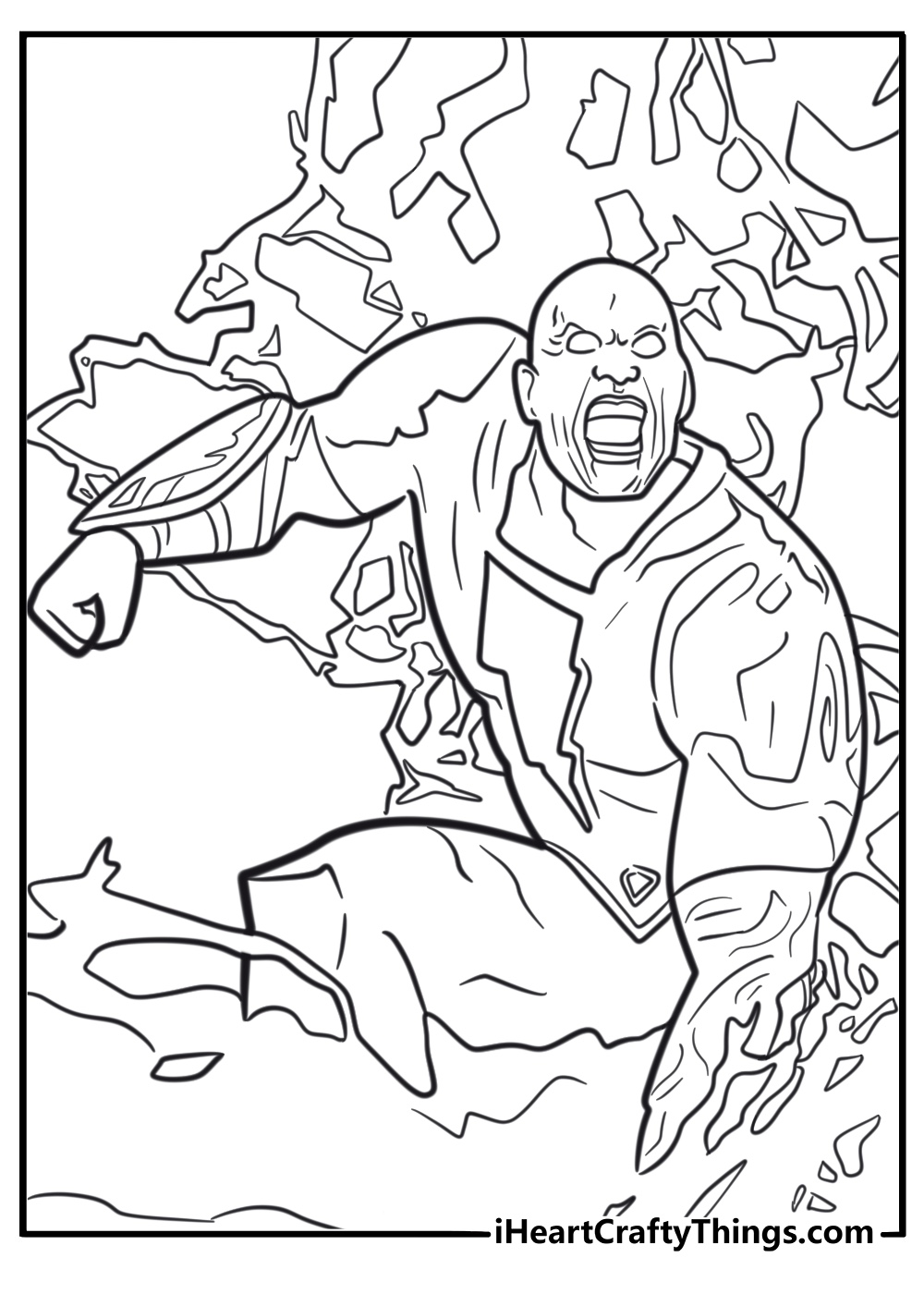 The Rock as Black Adam using lightning powers coloring sheet