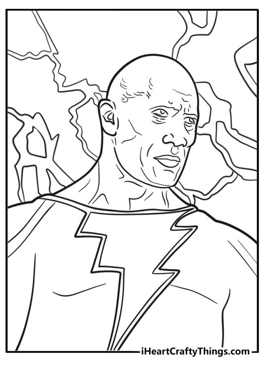 The Rock in superhero stance as Black Adam free coloring page