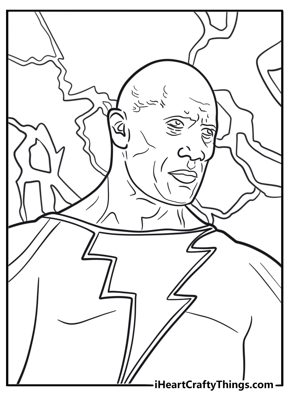 The Rock in superhero stance as Black Adam free coloring page