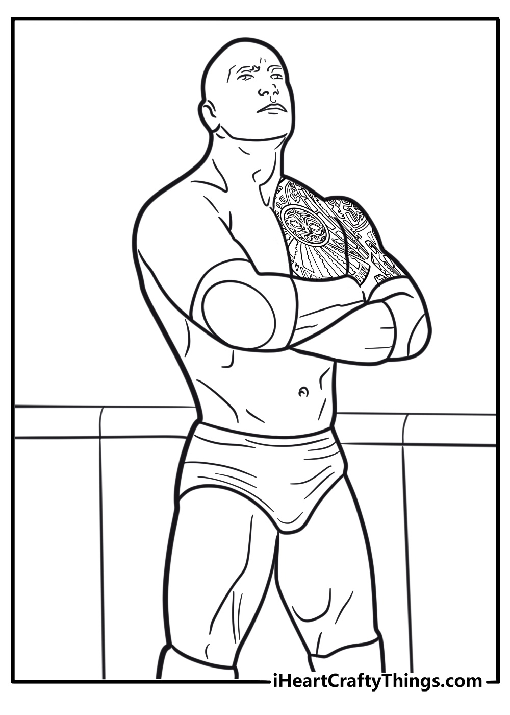 The Rock standing with arms crossed coloring page for kids