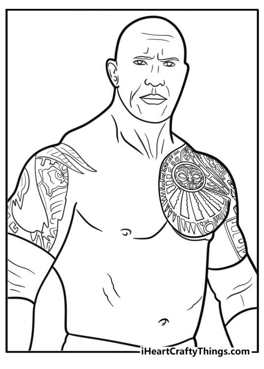 The Rock with tattoos visible detailed coloring sheet