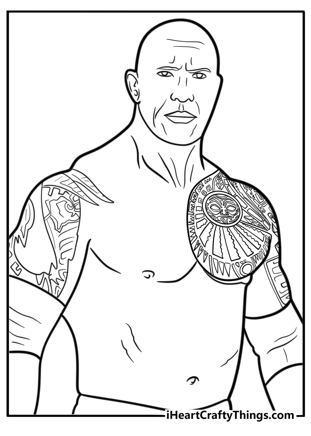The Rock with tattoos visible detailed coloring sheet