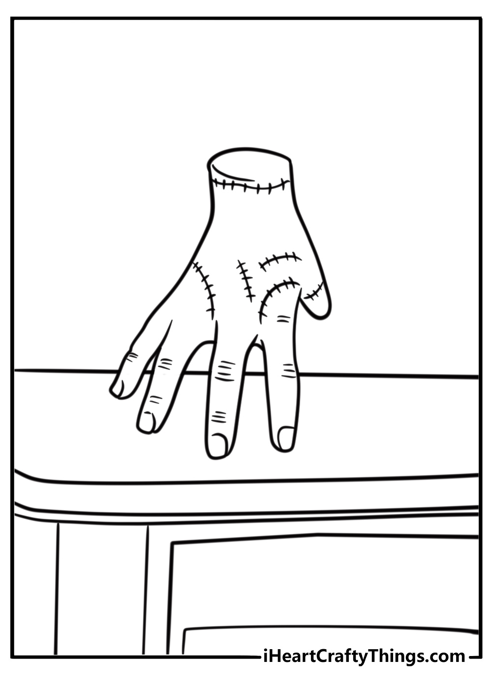 Thing crawling across a table coloring page