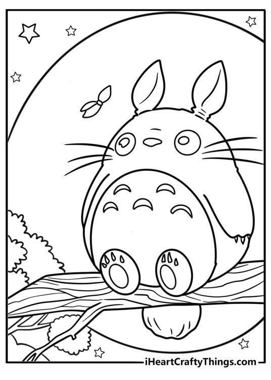 Totoro looking up at the sky coloring page