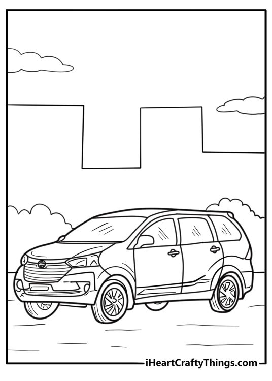 Toyota Avanza in a residential area coloring page