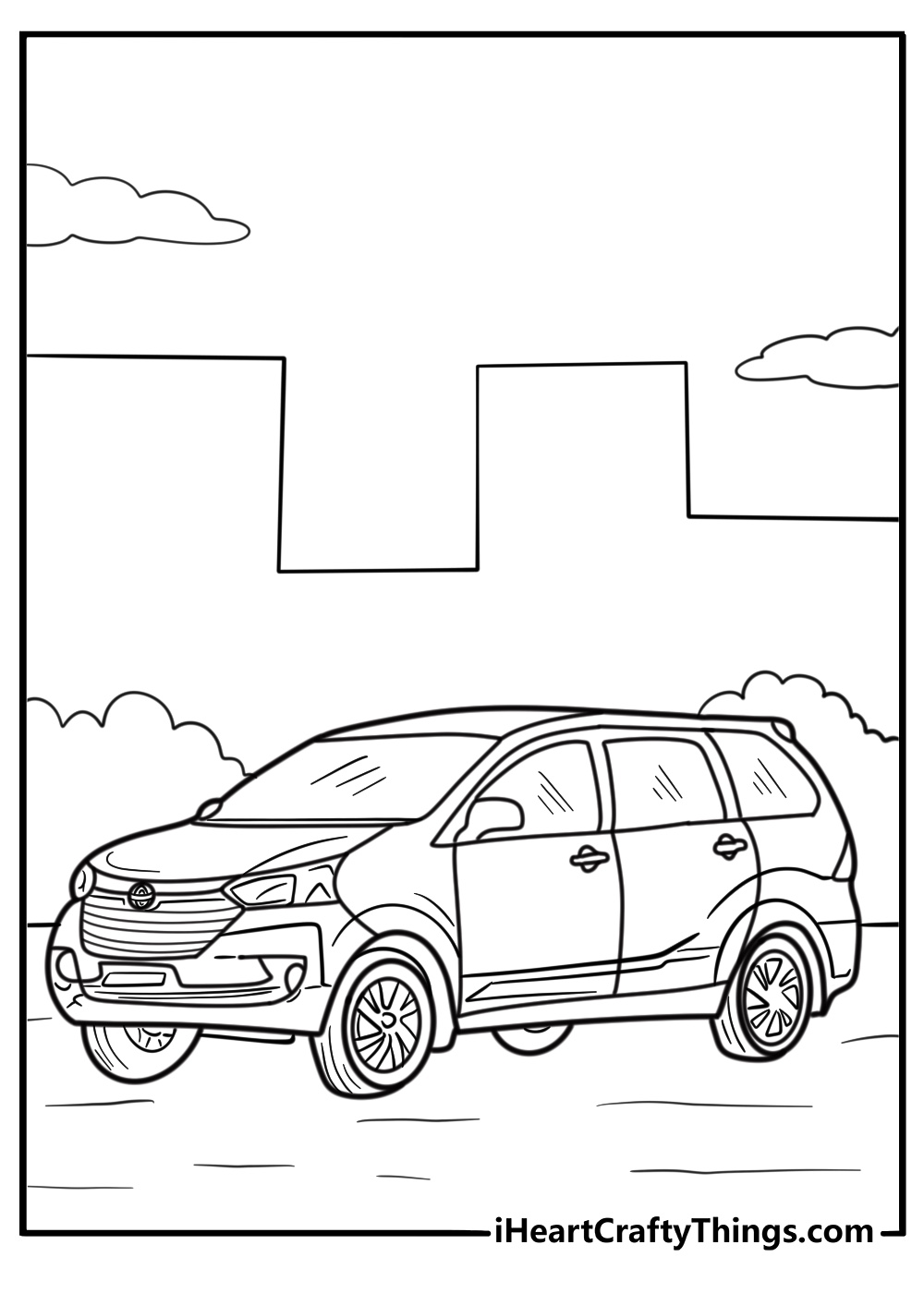 Toyota Avanza in a residential area coloring page