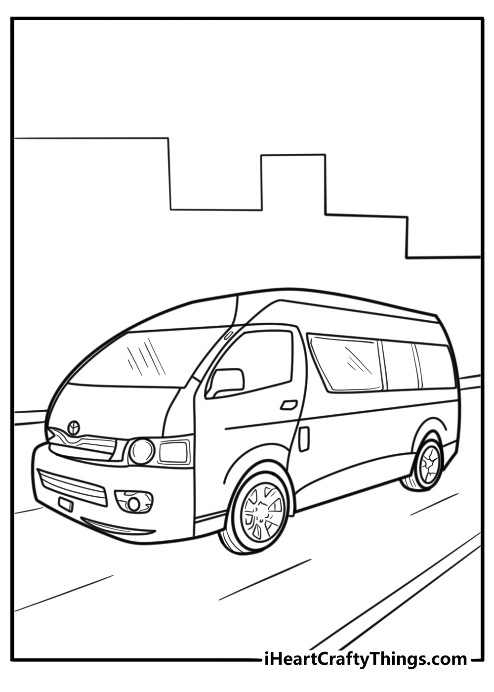Toyota Hiace used as a shuttle van coloring sheet