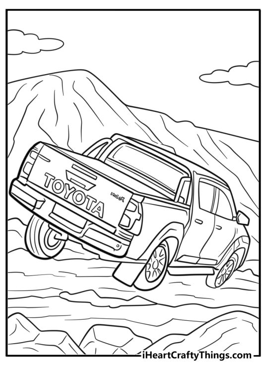 Toyota Hilux driving off road coloring sheet