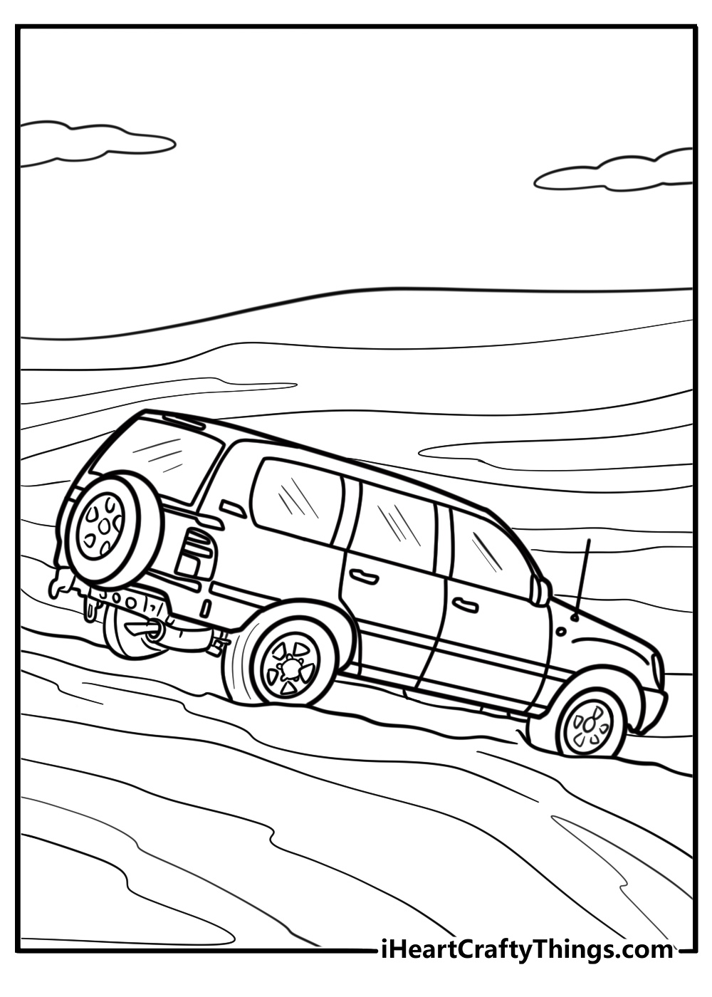 Toyota Land Cruiser in the desert coloring page