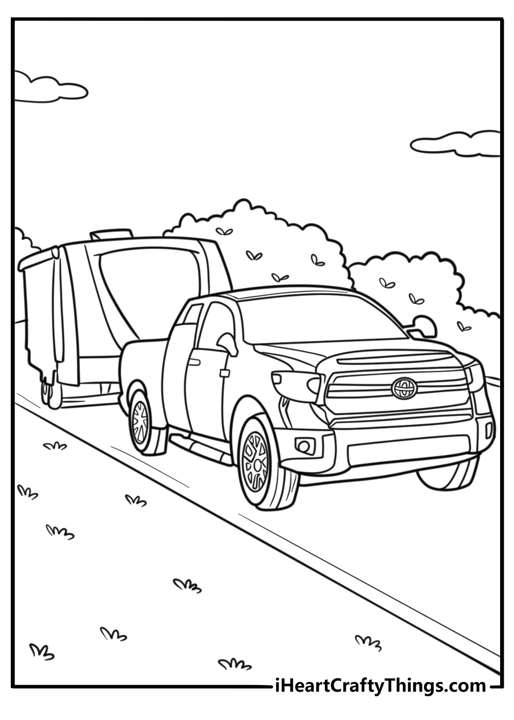 Toyota Tundra towing a trailer coloring sheet