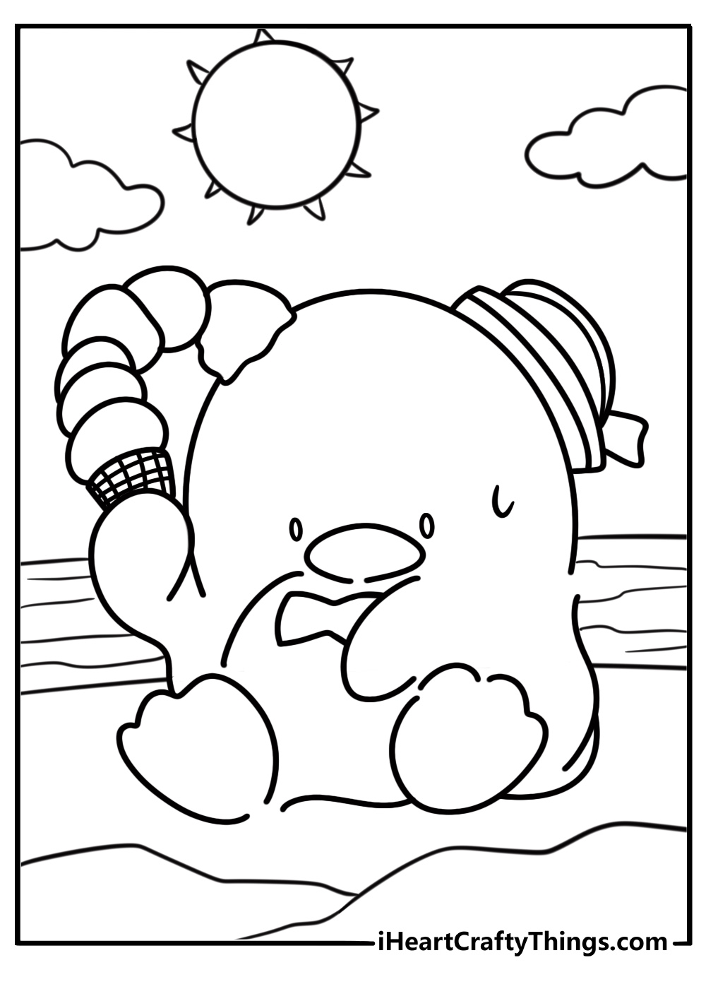 Tuxedo Sam eating a giant ice cream coloring page