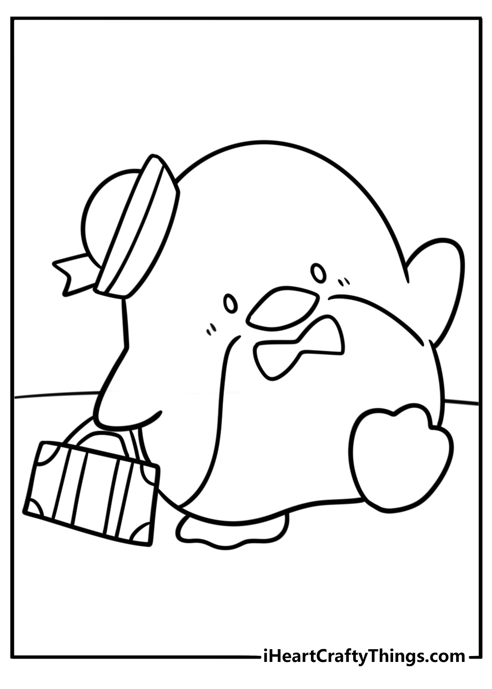 Tuxedo Sam walking with a small shopping bag coloring page