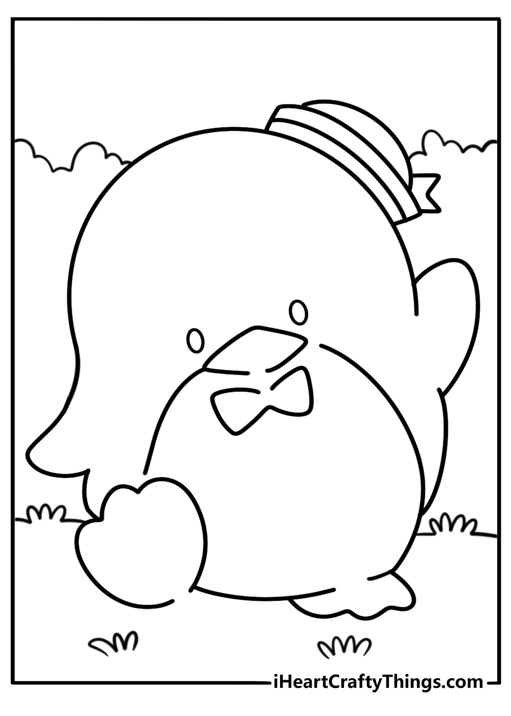 Tuxedo Sam wearing a sailor hat coloring page for kids