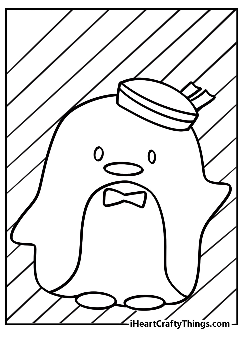 Tuxedo Sam with a bowtie and striped background coloring sheet