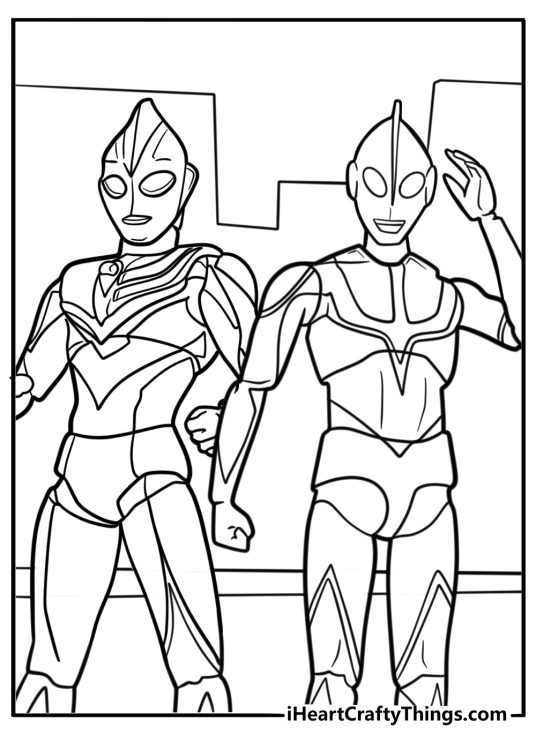 Ultraman and Zoffy side by side coloring page