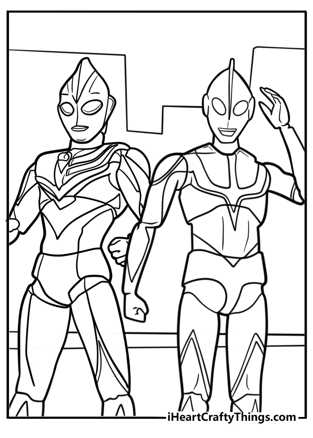 Ultraman and Zoffy side by side coloring page