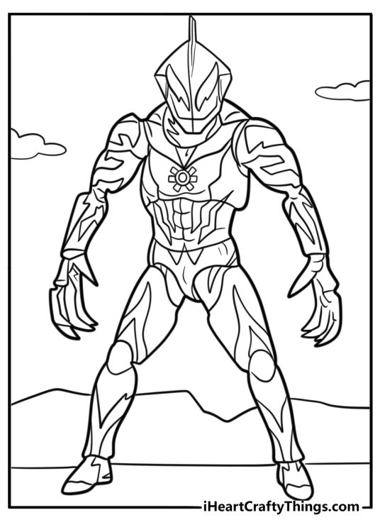 Ultraman Belial with his dark energy coloring page