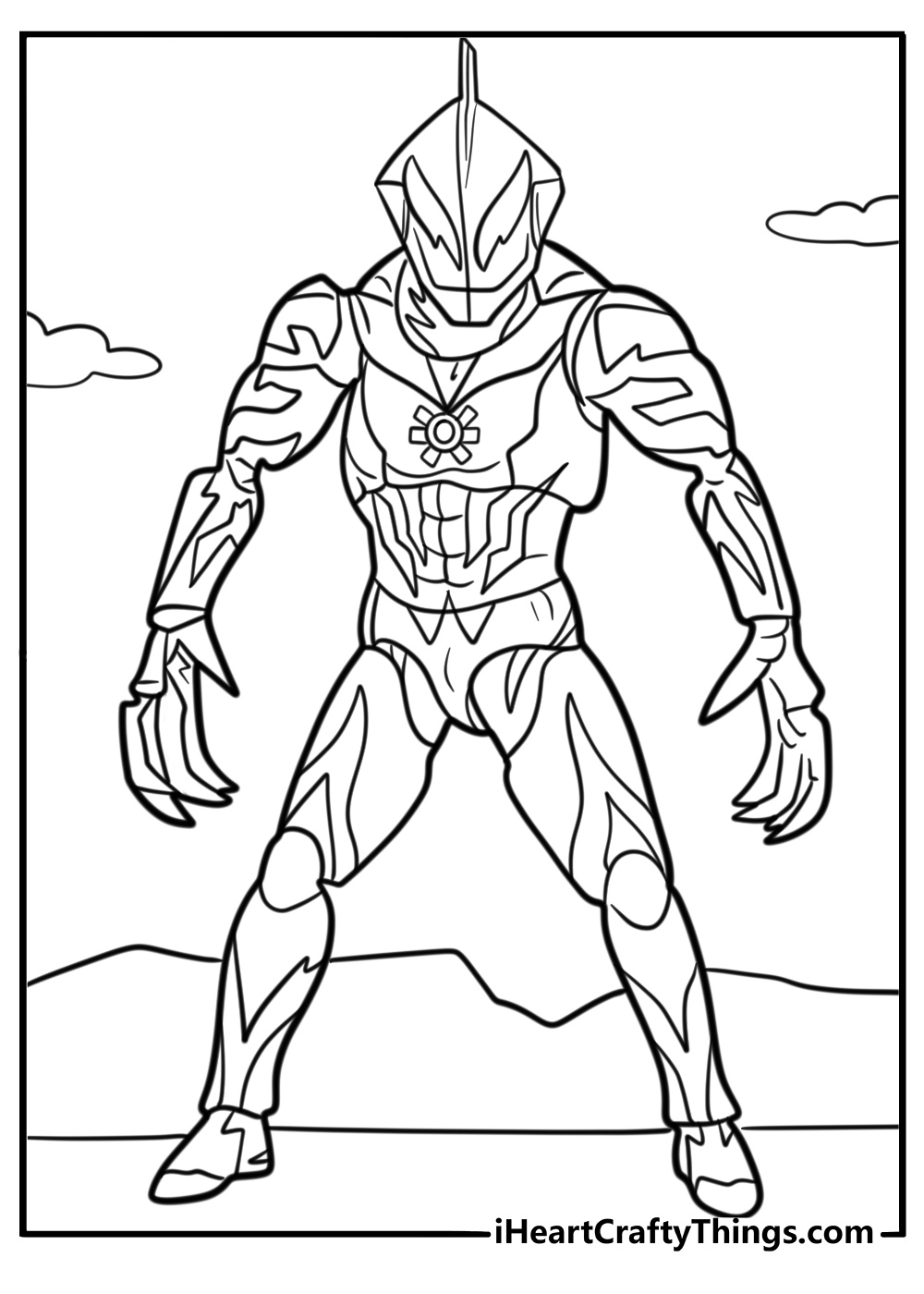 Ultraman Belial with his dark energy coloring page