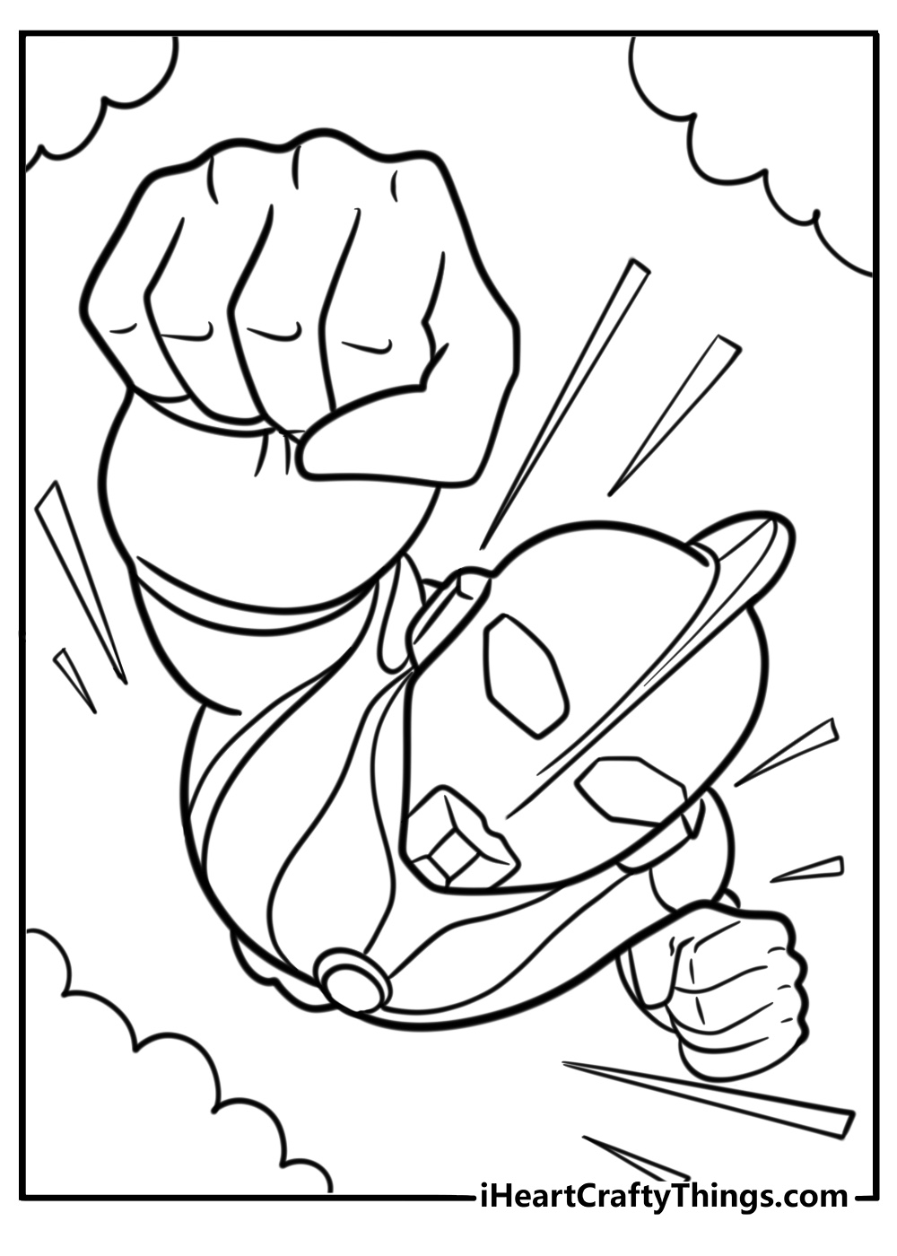 Ultraman flying through the sky coloring page
