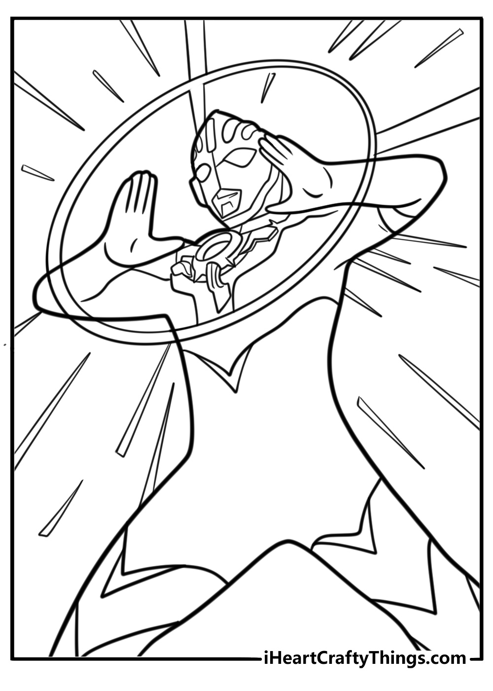 Ultraman in a defensive stance against a beam attack coloring page