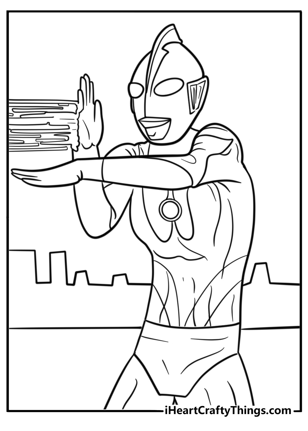 Ultraman shooting a beam from his hand coloring page