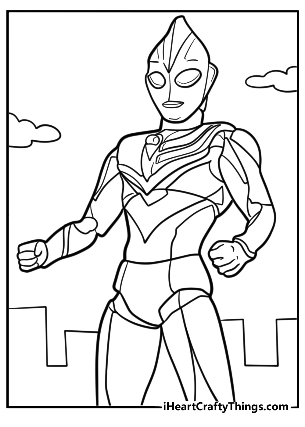 Ultraman Tiga with glowing patterns coloring page