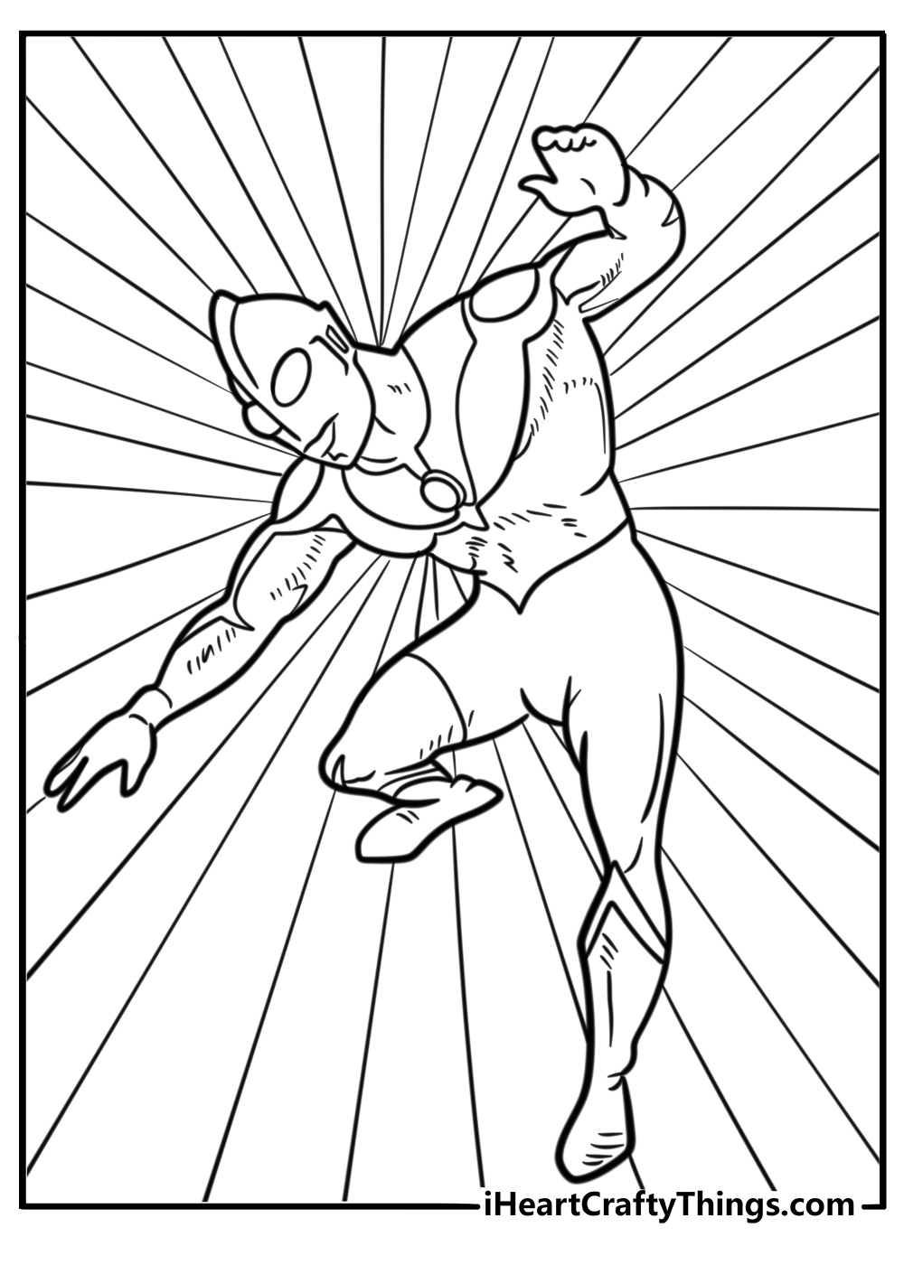 Ultraman transforming with a flash of light coloring page