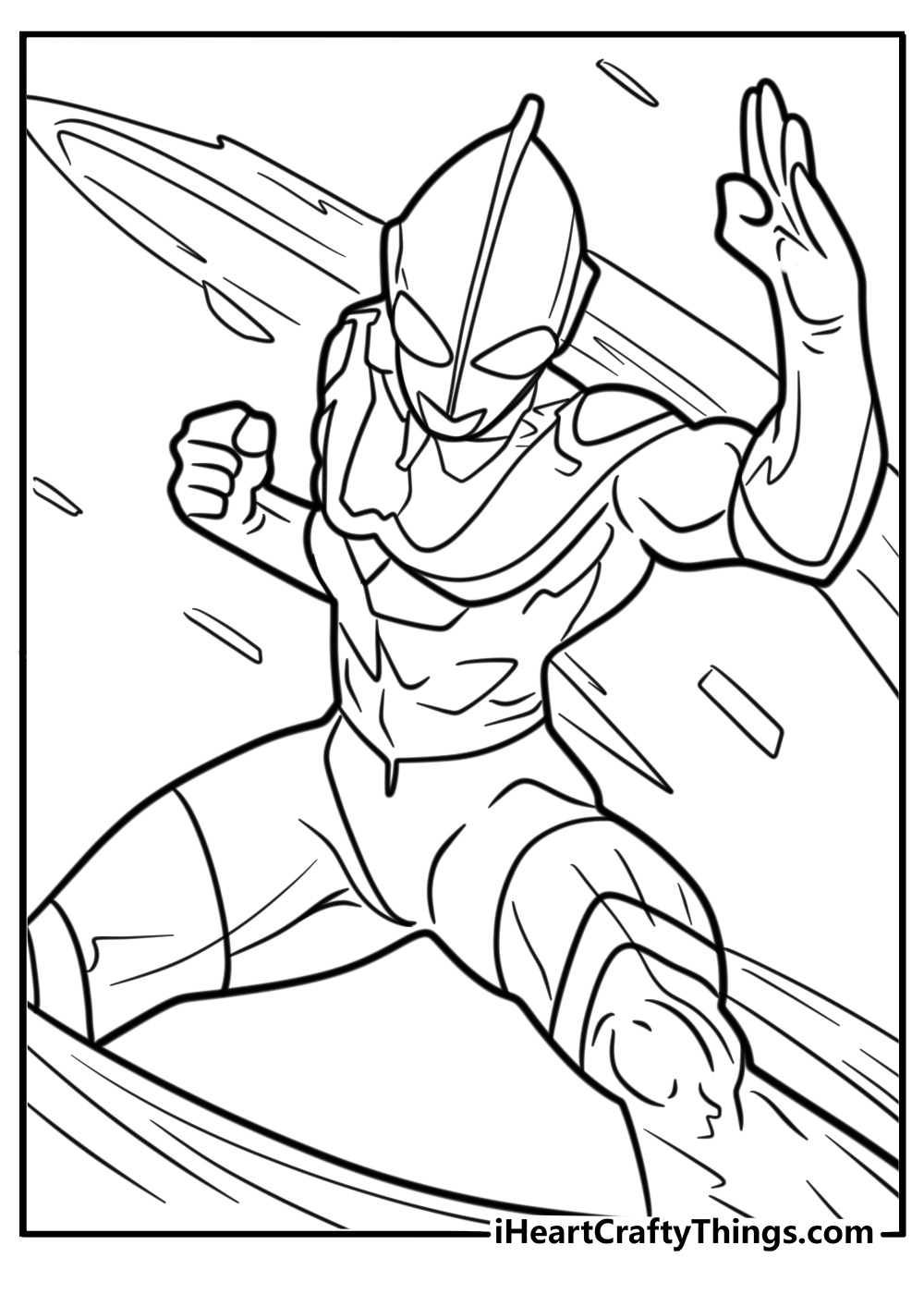 Ultraman using his energy attack coloring page