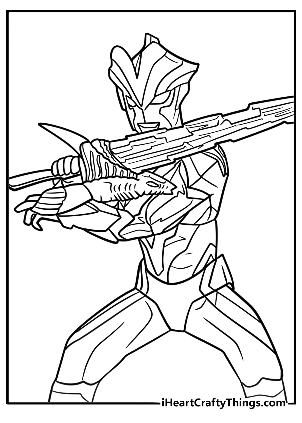 Ultraman Victory with his weapon in hand coloring page