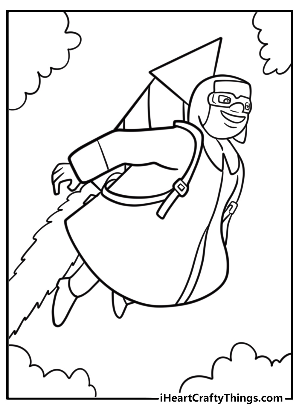 Uncle Fester riding a rocket coloring page
