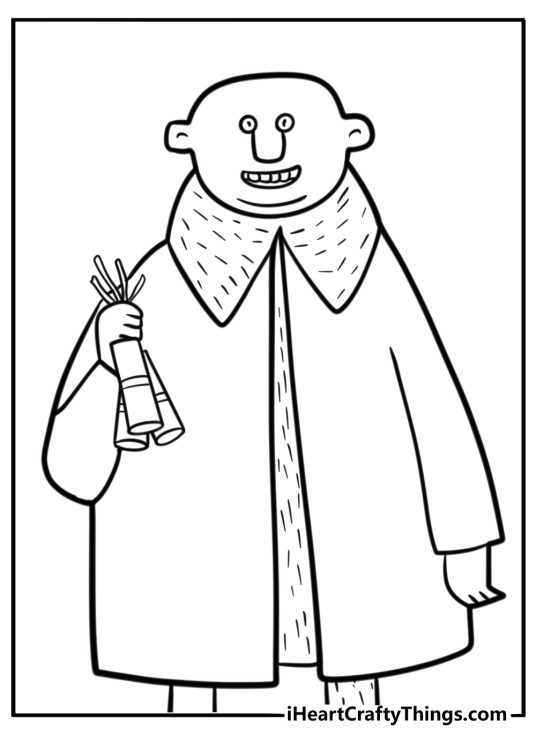 Uncle Fester holding dynamite coloring page