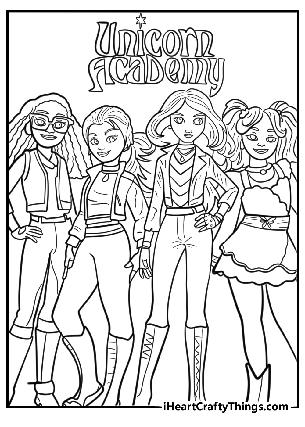 Unicorn academy coloring pages