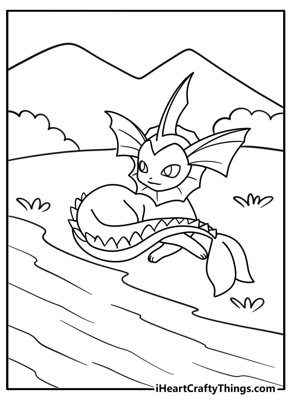 Vaporeon by the ocean shore