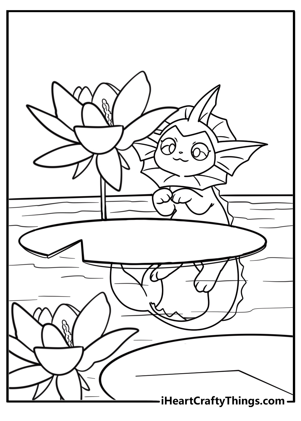 Vaporeon hiding in tall water plants