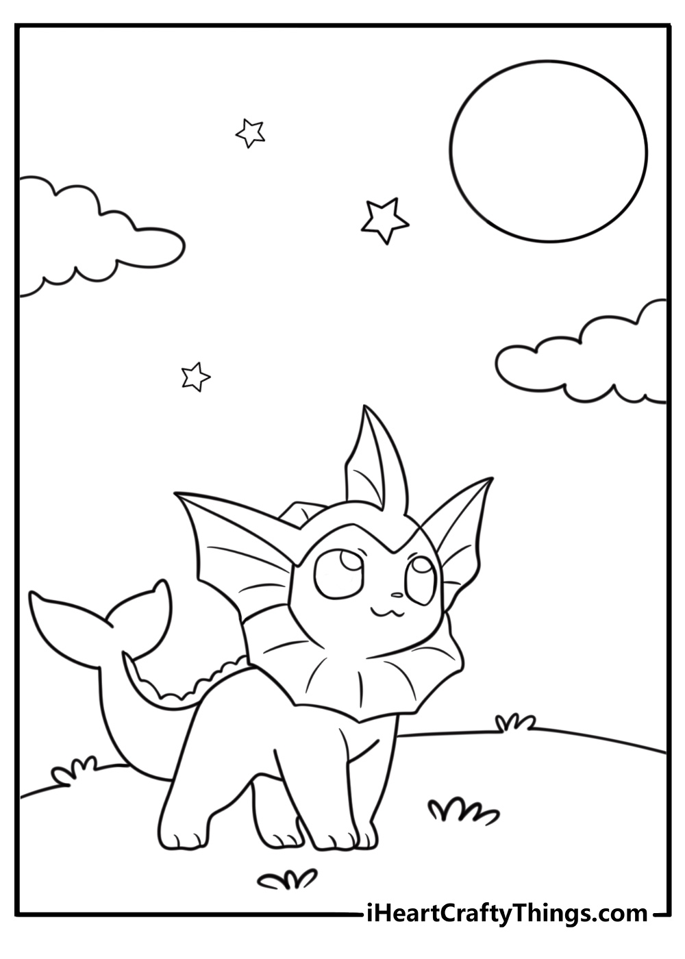 Vaporeon looking up in a peaceful scene