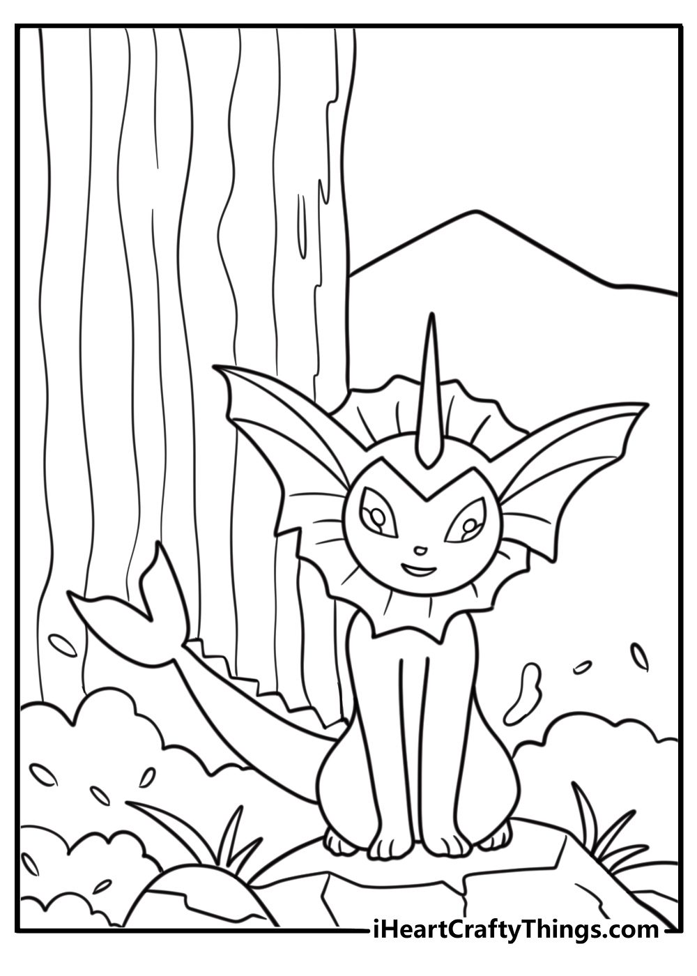 Vaporeon next to a waterfall
