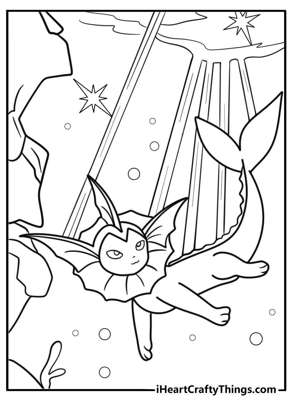 Vaporeon with sparkling water effects