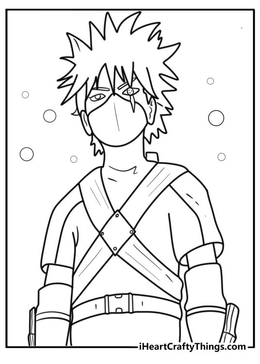 Young Kakashi as a child ninja coloring page