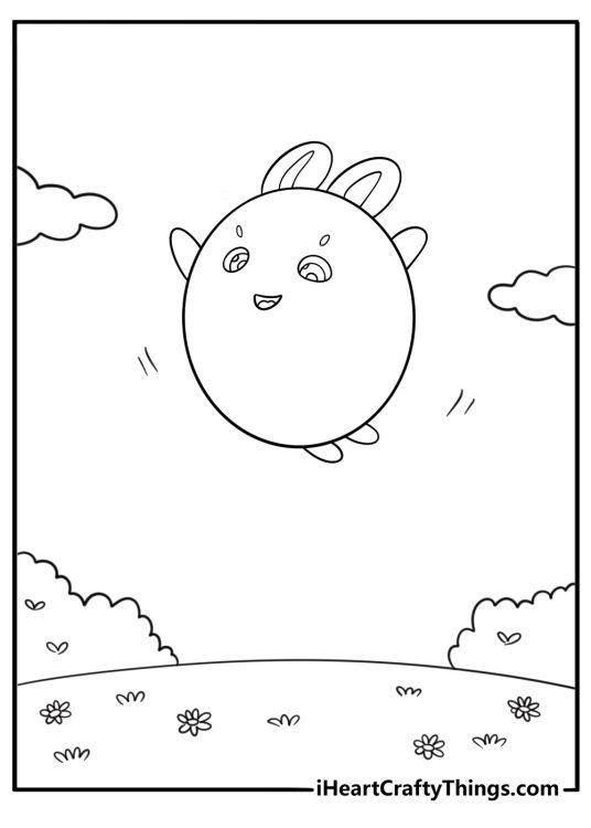Big Boo Sunny Bunny bouncing on the ground coloring page