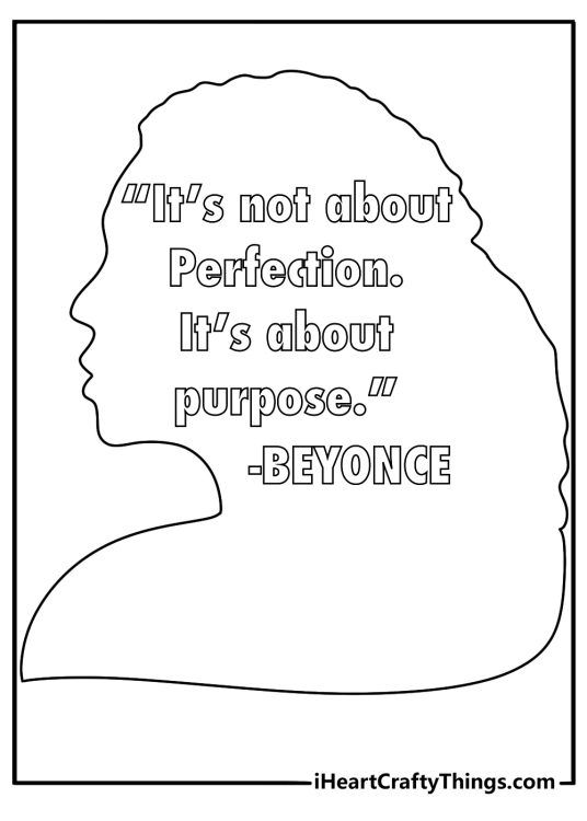 Bold empowerment quote in big letters Beyonce typography coloring sheet for adults