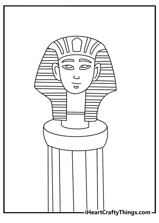 Free mummy printable with a golden pharaoh mask on a stone table