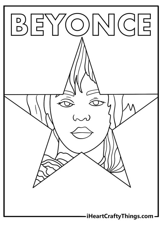 Magazine cover frame with star border Beyonce fan coloring page PDF