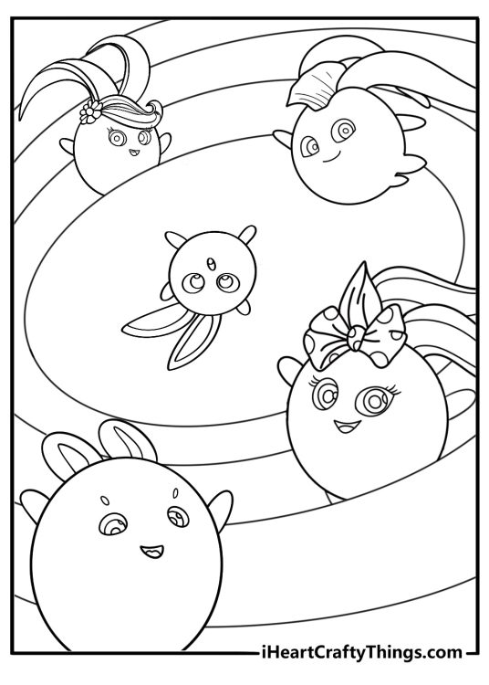 Sunny Bunnies entering a magical portal coloring page