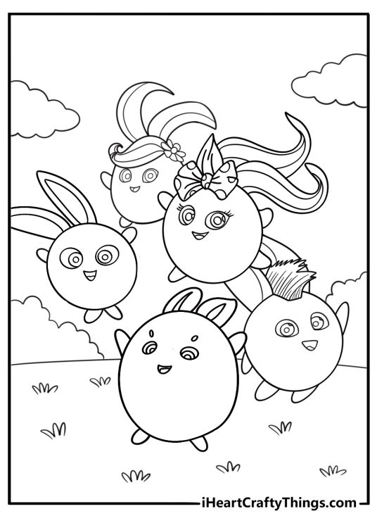 Sunny Bunnies exploring a playground coloring sheet