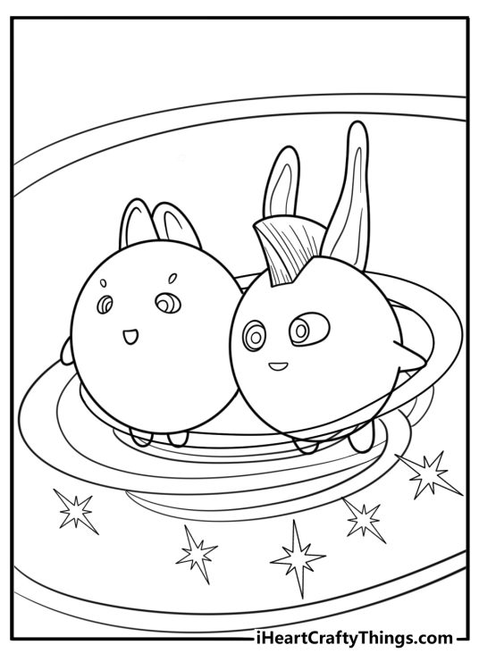 Sunny Bunnies forming a circle of light coloring sheet