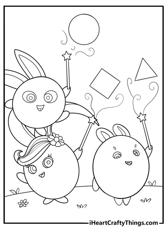 Sunny Bunnies making shapes with light coloring sheet