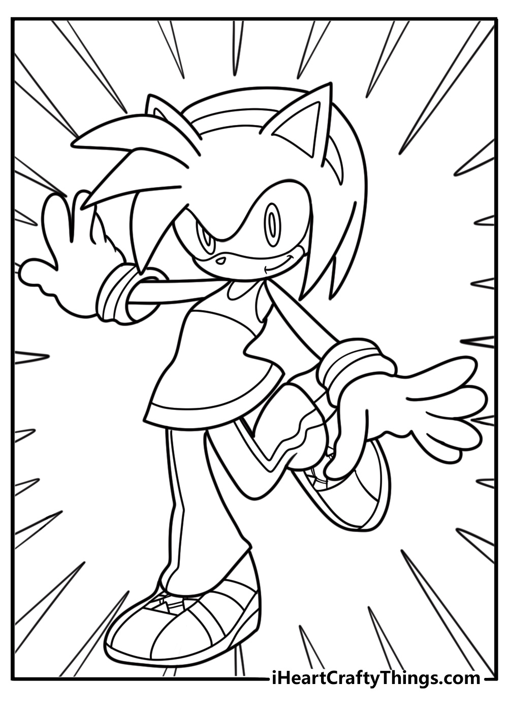 Amy rose in her sonic riders outfit printable character sheet
