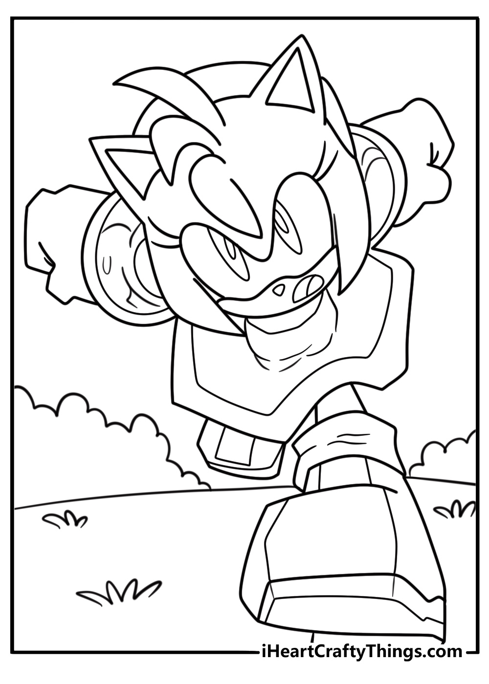 Amy rose running with determination printable coloring sheet