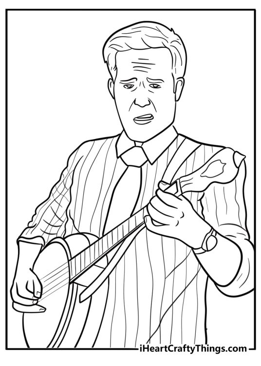 Andy Bernard playing banjo coloring page